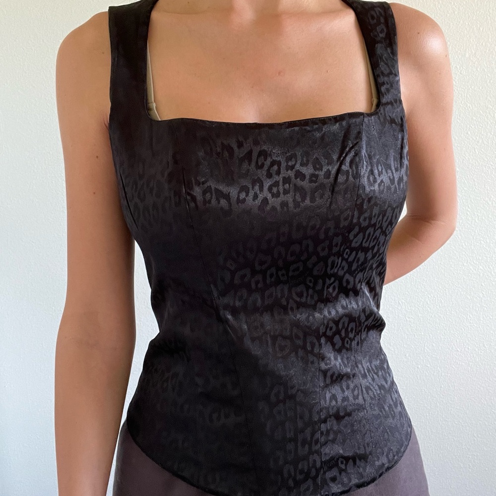 Rare Vintage Marciano Leopard Satin Corset Top